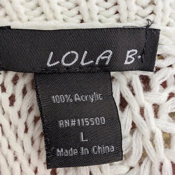 Lola B. Cable Knit Asymmetrical Turtle Neck White Sweater Dress Size L - Picture 10 of 10